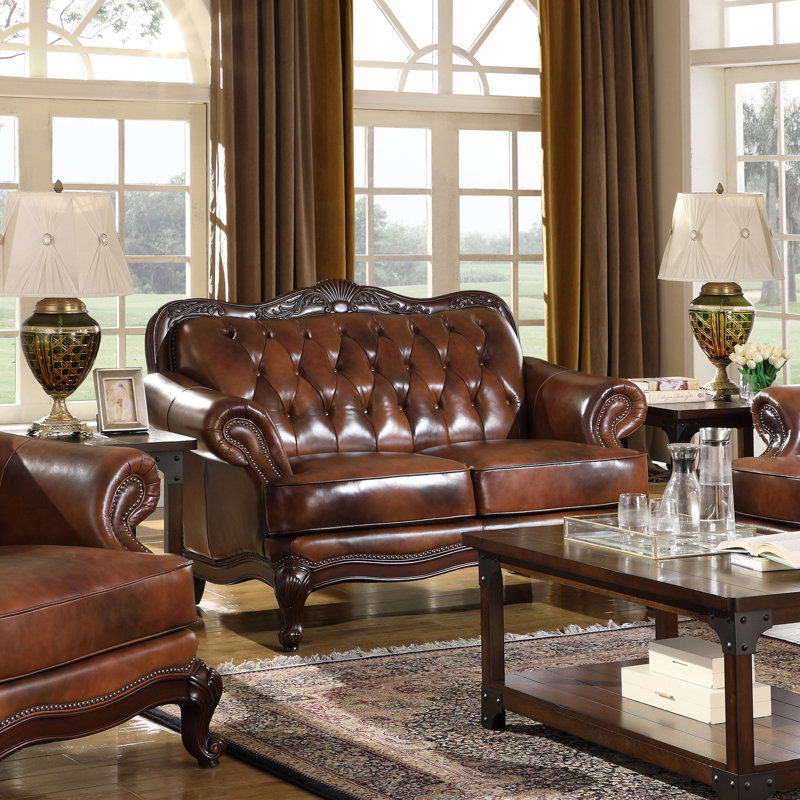 Wayfair leather loveseat discount